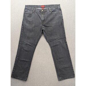 Alfani Slim Fit Straight Jeans Mens 38x30 Gray Dark Wash Striped Denim Casual